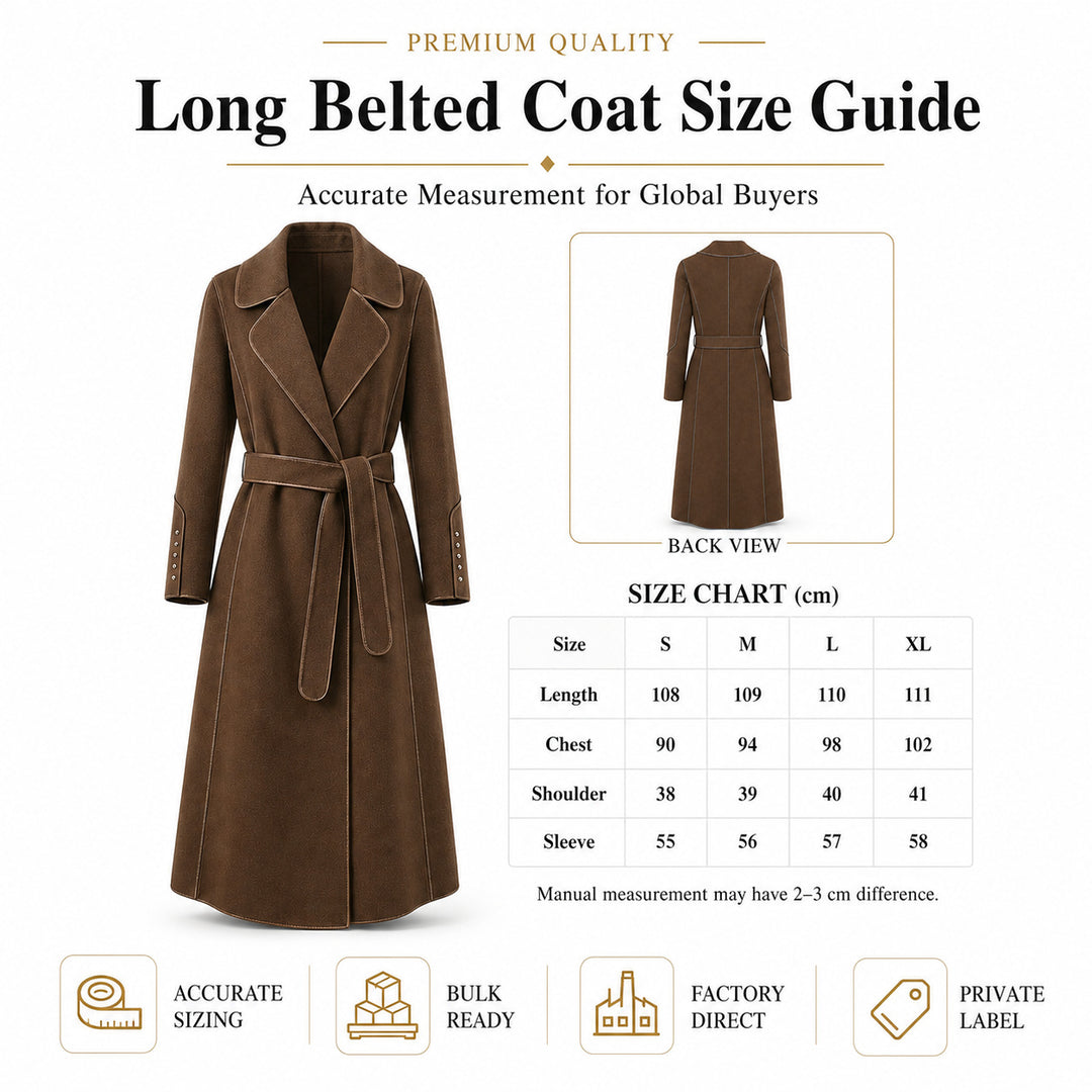 Damen Eleganter Wickelmantel mit Gürtel und hochwertigen Details Drune