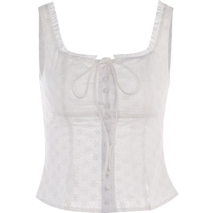 Damen trendiges Top mit nostalgischem Spitzen-Design und schmalen Trägern Drune