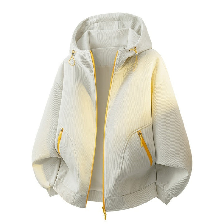 Damen Oversize-Kapuzenjacke mit Farbverlauf, Zwei-Wege-Reißverschluss & Zip-Taschen Drune