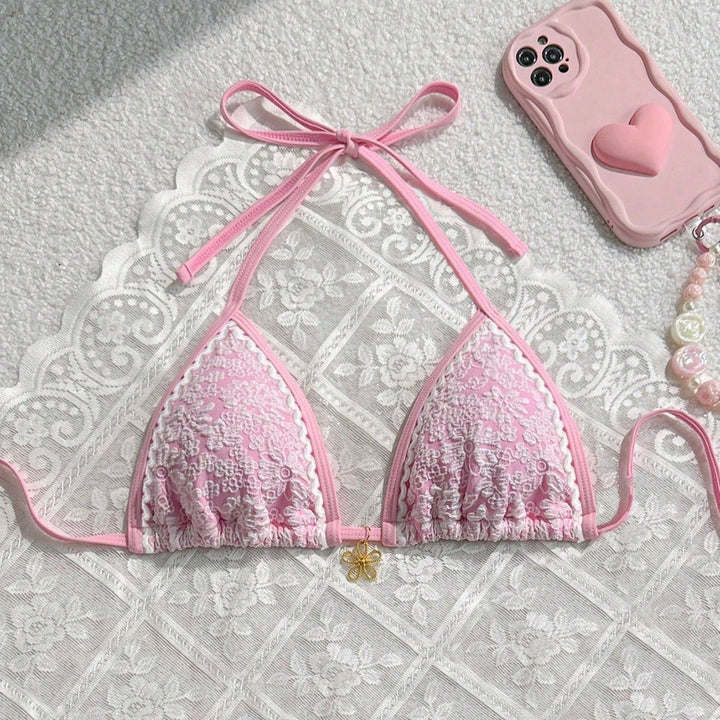 Damen Spitzenverzierte Triangel-Bikini Drune
