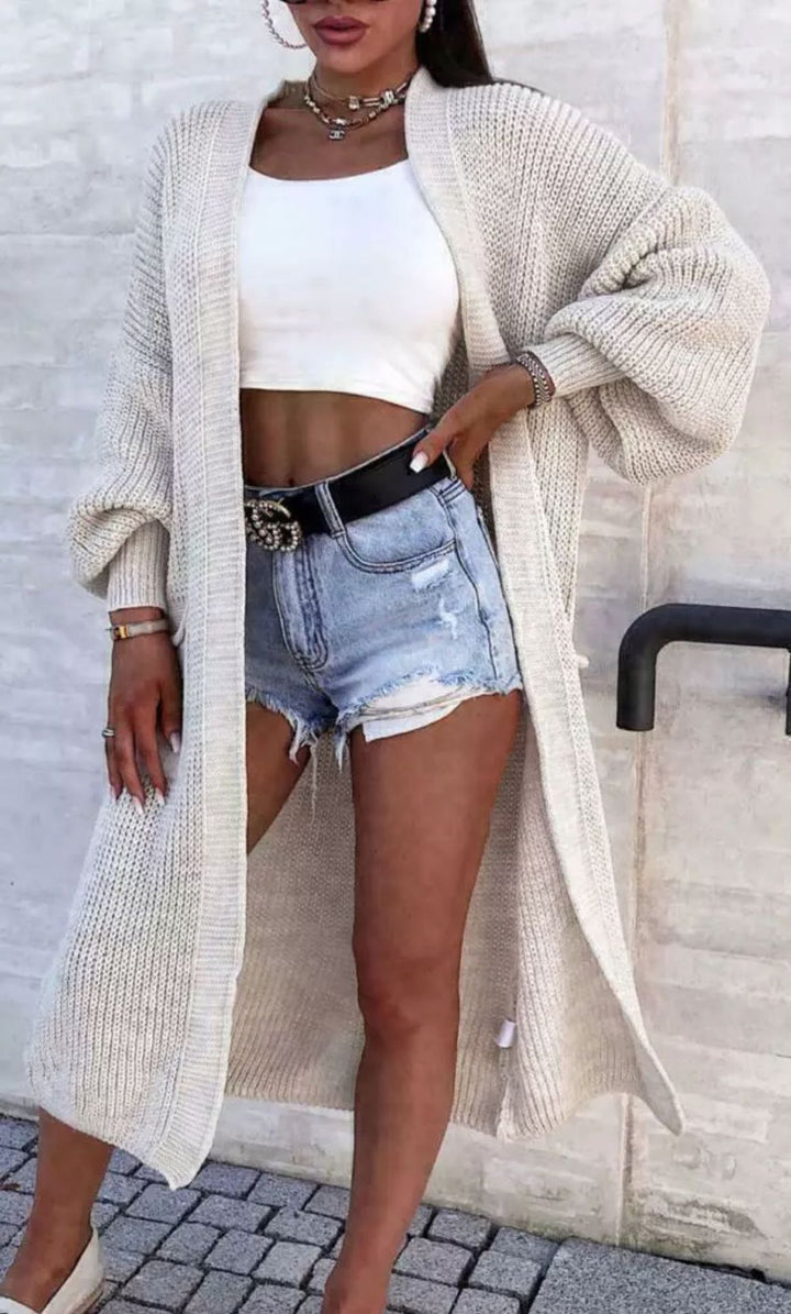 Damen Lange Strickjacke Drune
