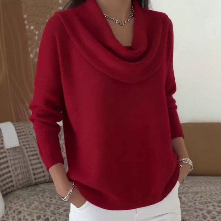Damen Stylischer Bootcut Pullover mit Wasserfall-Ausschnitt Drune