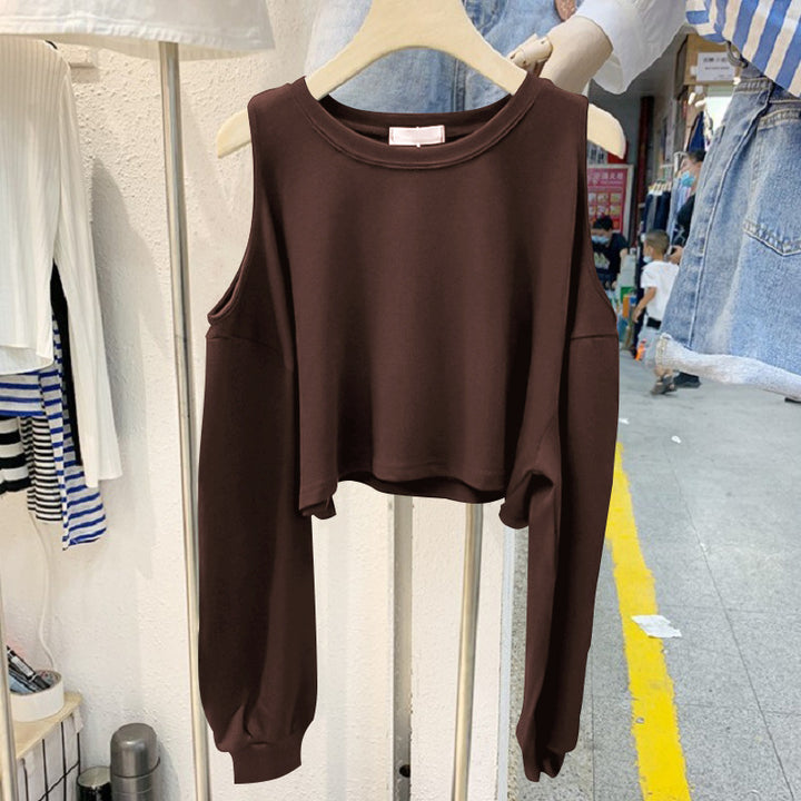 Damen lässiges Crop-Top mit langen Ärmeln Drune