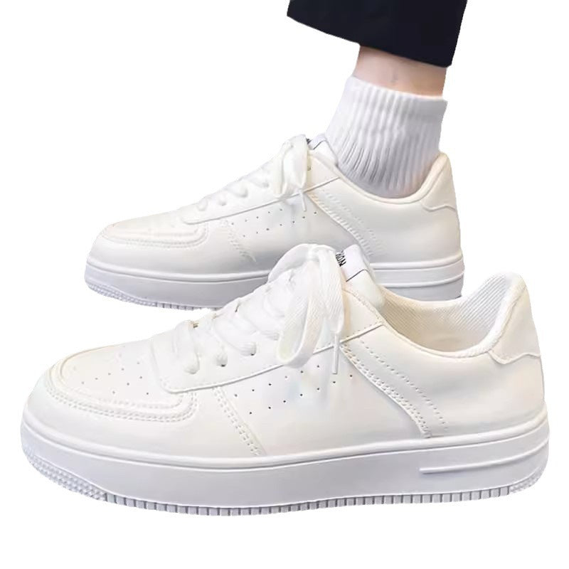 Damen Minimalistische Low-Top Plateau-Sneaker aus veganem Glattleder mit perforierten Details und gepolstertem Komfortfußbett Drune