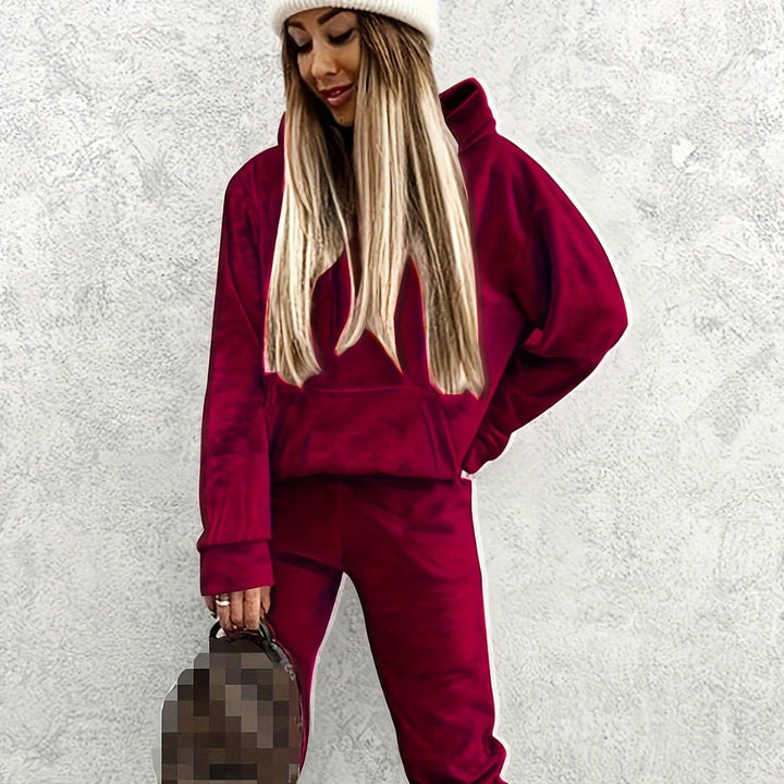 Damen Sportlicher Lounge-Set mit Kapuzenpullover und Hosen Drune