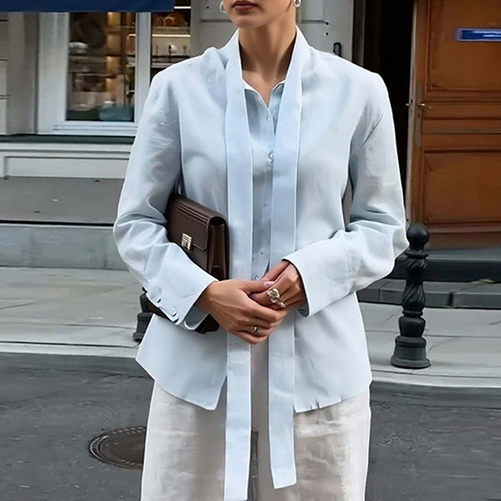Damen Elegantes Blusenoberteil mit schickem Bindegürtel Drune