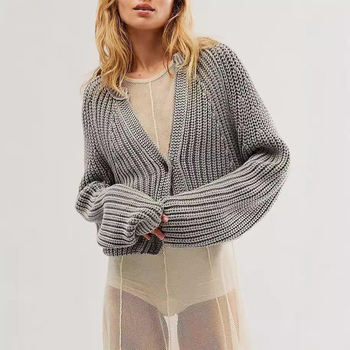 Damen lässiger Strickcardigan mit überschnittenen Schultern und Knopfdetails Drune