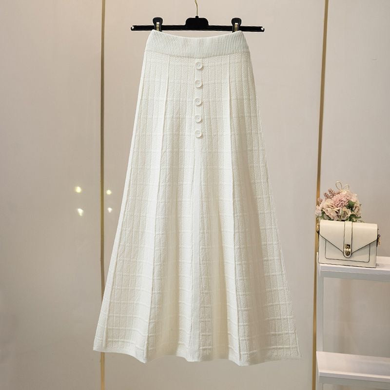 Damen Eleganter Maxirock mit Knopfdetails und strukturiertem Design Drune