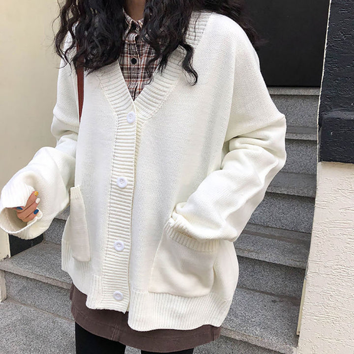 Damen bequemer Cardigan mit lässigem Schnitt und überschnittenen Schultern Drune