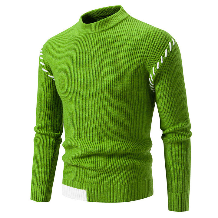 Herren modischer Strickpullover mit hohem Kragen und einzigartigem Zopfdesign Drune
