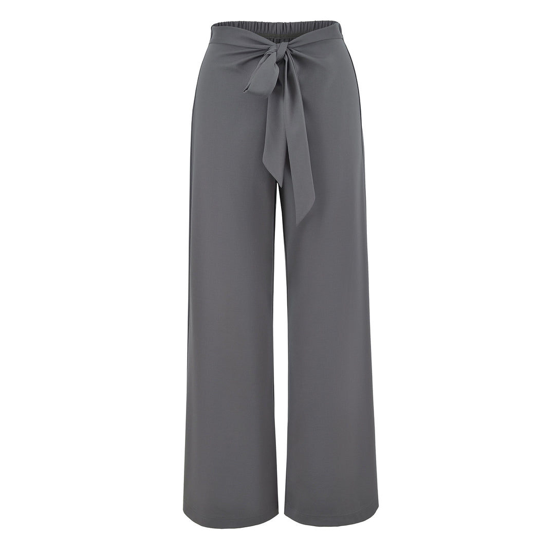 Damen Hochtaillierte Culotte-Hose mit weitem Bein und Bindegürtel Drune