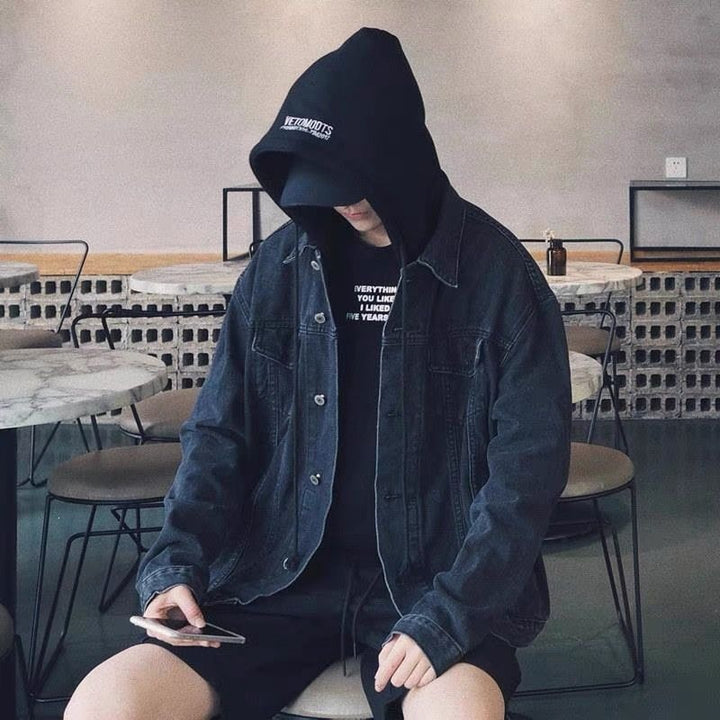 Herren Lässige Baumwolljacke mit Kapuze Drune