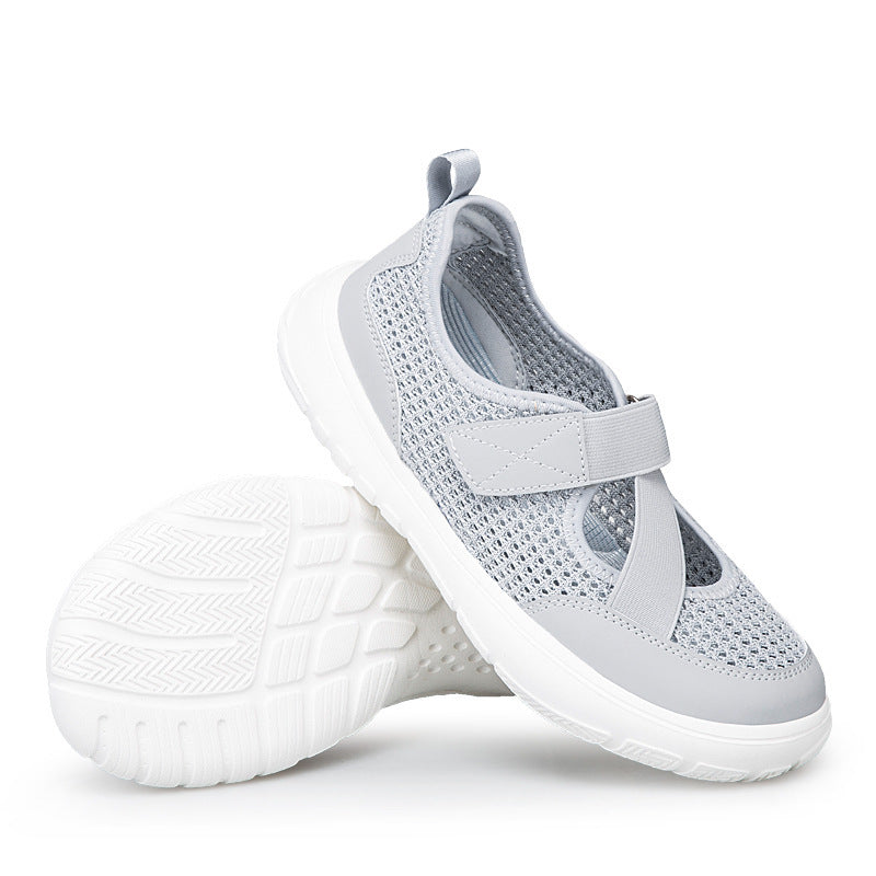 Damen nan atmungsaktive Strick-Riemchensneaker mit Klettverschluss gepolsterter Komfortsohle und flexibler Profillaufsohle Drune