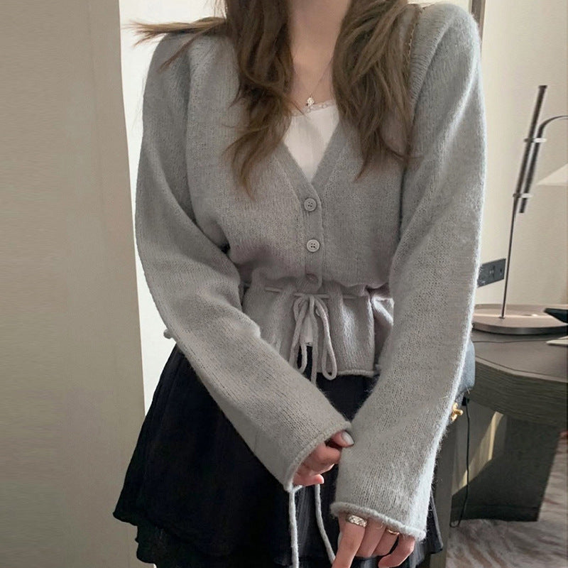 Damen Strickjacke mit tailliertem Design und bindbarem Gürtel Drune