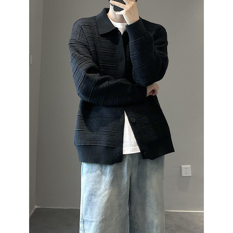 Herren Modische Strickjacke mit strukturierter Oberfläche Drune