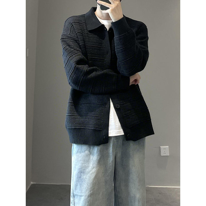 Herren Modische Strickjacke mit strukturierter Oberfläche Drune