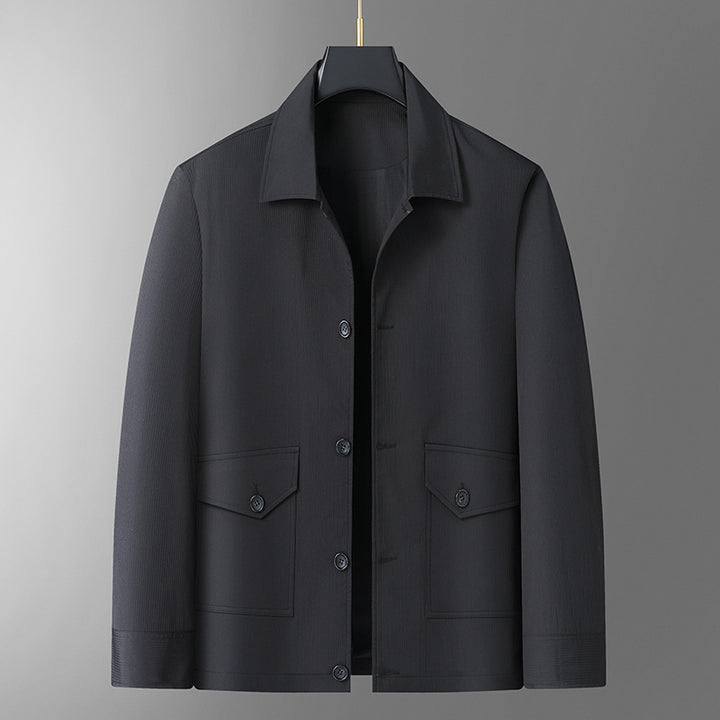 Herren Übergangsjacke im Overshirt‑Stil mit Hemdkragen und aufgesetzten Pattentaschen Drune
