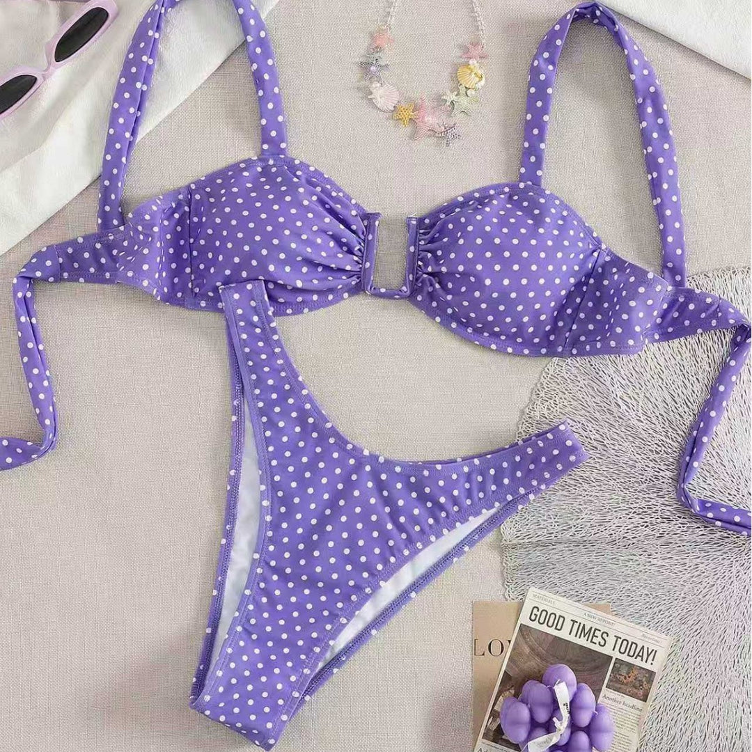 Damen Bikini mit gepolstertem Oberteil und verspieltem Punktedesign Drune