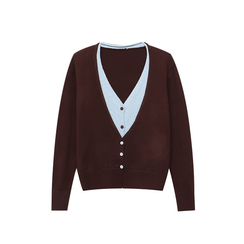 Damen kuscheliger Strickcardigan mit V-Ausschnitt und Knopfleiste Drune