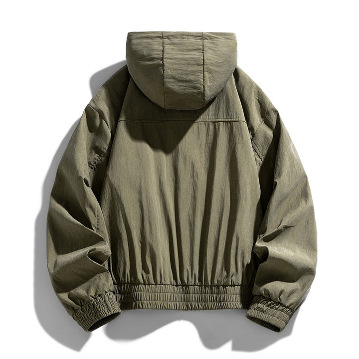 Herren Oversize Canvas-Utility-Kapuzenjacke mit versteckter Druckknopfleiste und Reißverschlusstaschen Drune