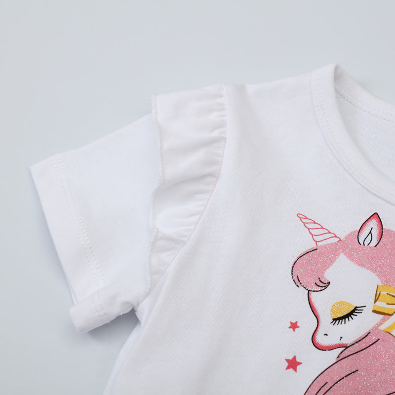 Mädchen Tüllkleid mit Einhorn-Applikation und buntem Glitzertüll Drune