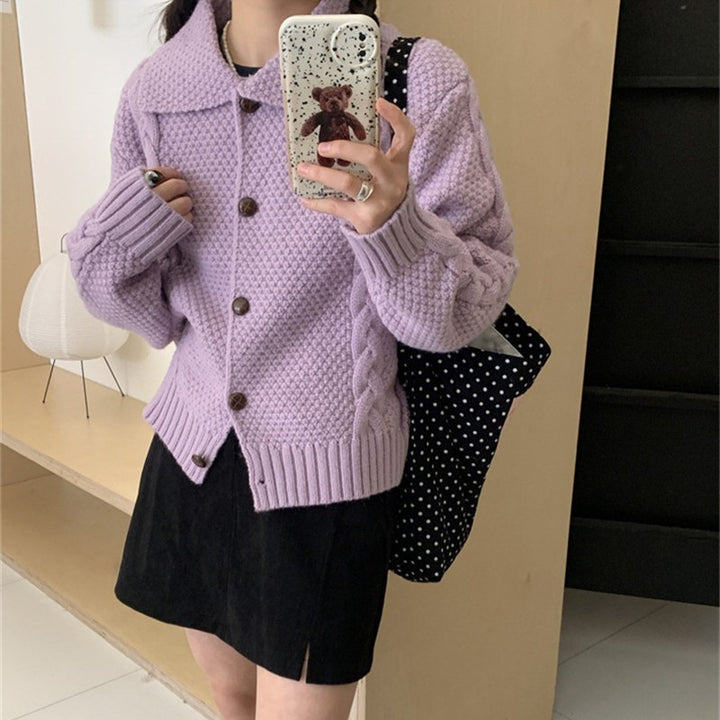 Damen gestrickte Oversized-Jacke mit Zopf- und Strukturdesign Drune