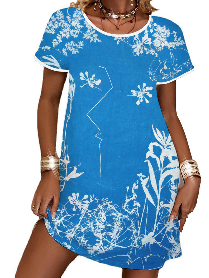 Damen Sommerliches T-Shirt-Kleid mit floralem Print Drune