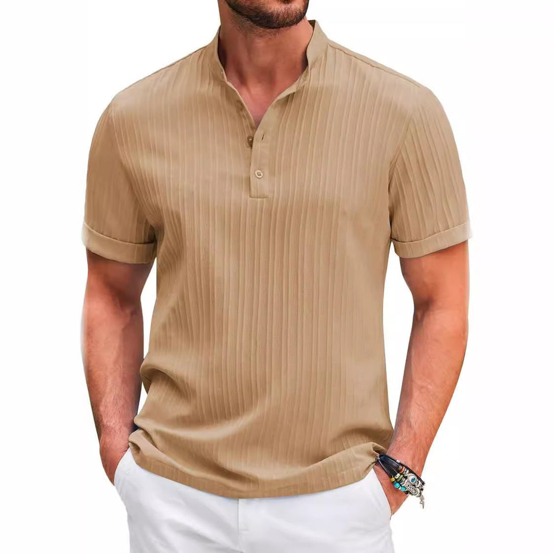 Herren Kurzarm Henley-T-Shirt mit strukturiertem Design Drune