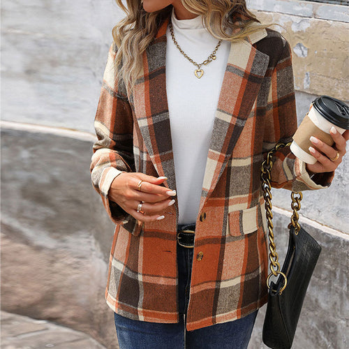 Damen Plaid Blazer Drune