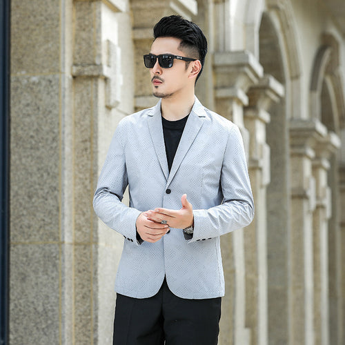 Herren Slim-Fit Sakko mit dezentem Allover‑Punktmuster Drune