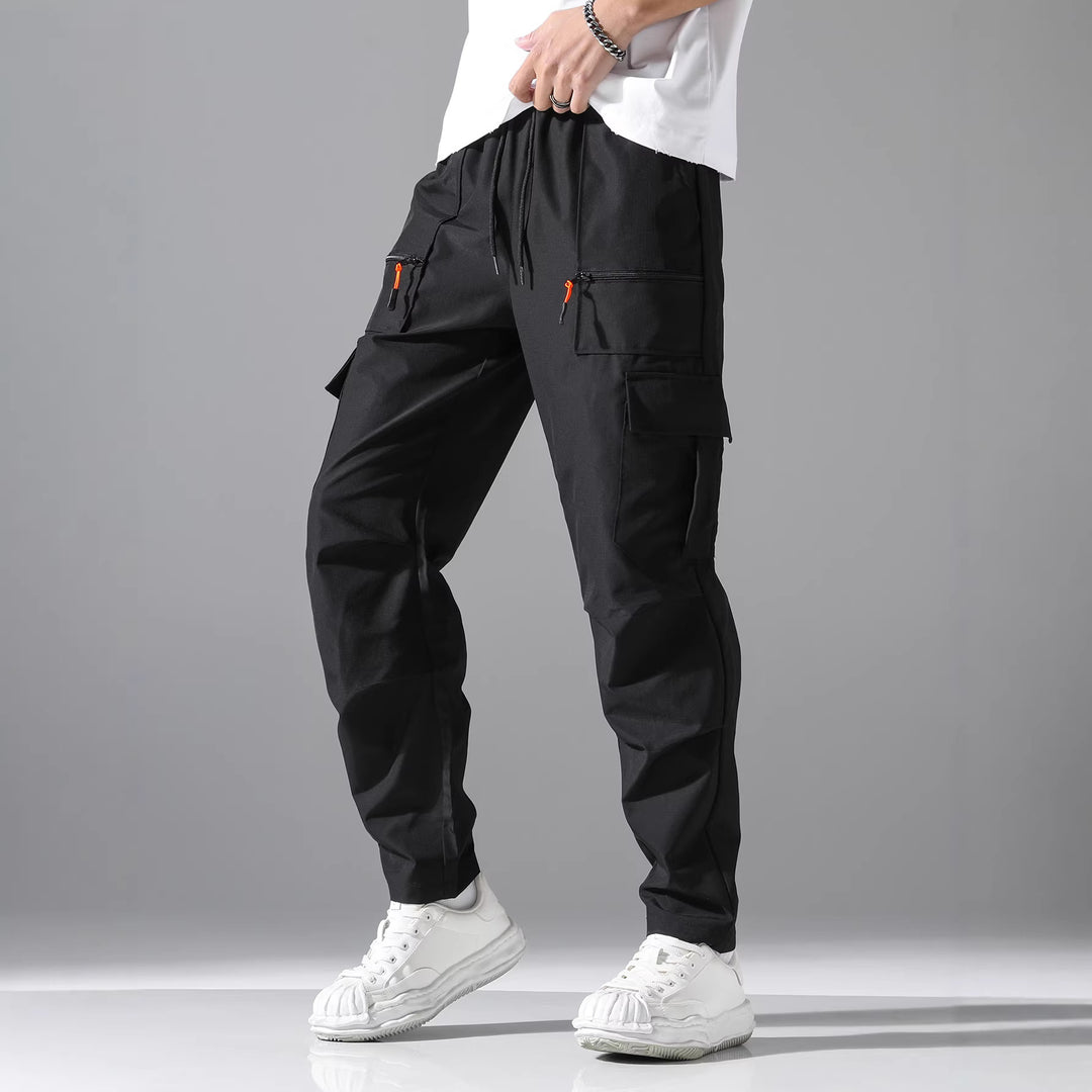 Herren Utility-Cargohose mit Reißverschlusstaschen, Tunnelzugbund & vorgeformten Kniepartien Drune