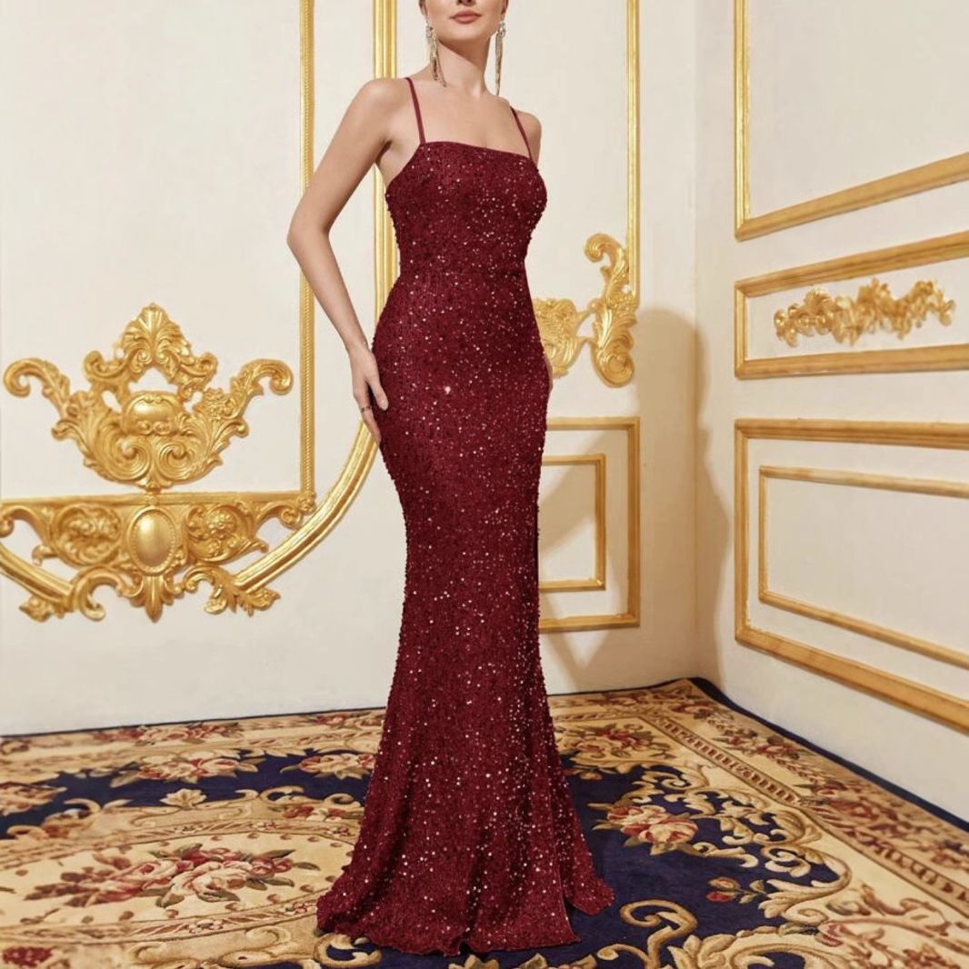 Damen Glitzerndes Abendkleid mit schmalem Schnitt und glamourösem Bustier-Oberteil Drune