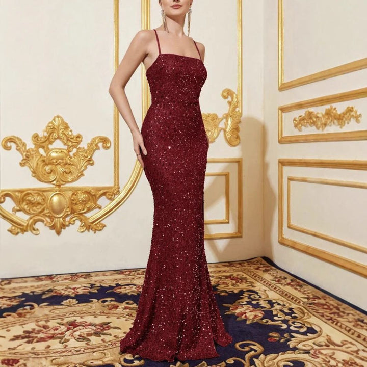 Damen Glitzerndes Abendkleid mit schmalem Schnitt und glamourösem Bustier-Oberteil Drune