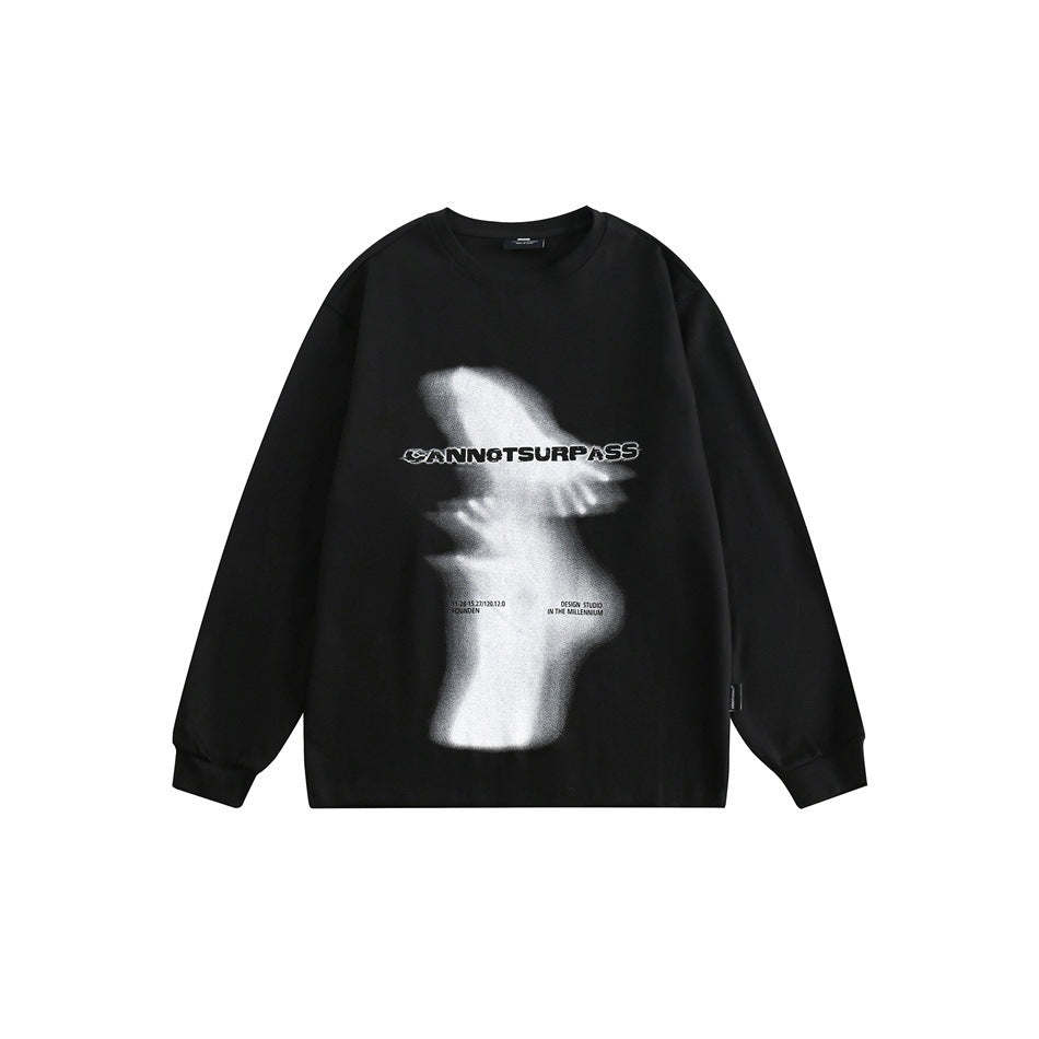 Unisex Oversize-Langarmshirt mit surrealem Photoprint und gerippten Bündchen Drune