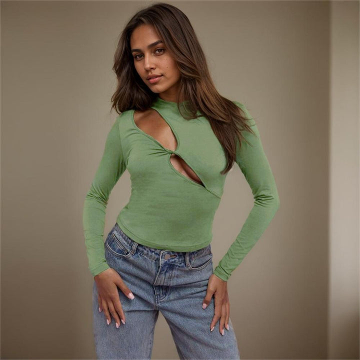 Damen figurbetontes Langarmoberteil mit innovativem Cut-Out Design Drune