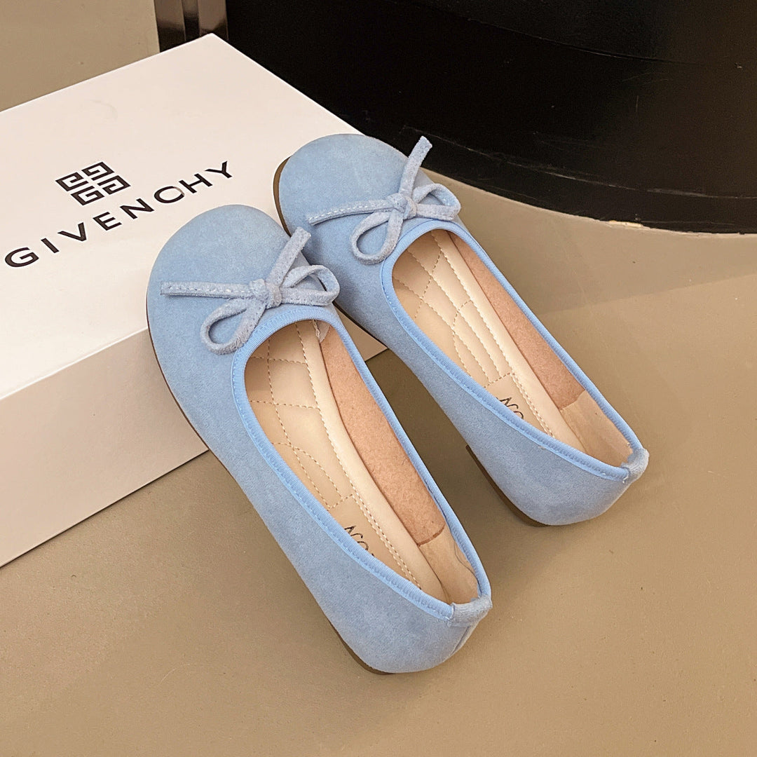 Damen elegante Ballerinas mit zierlichem Schleifendetail Drune