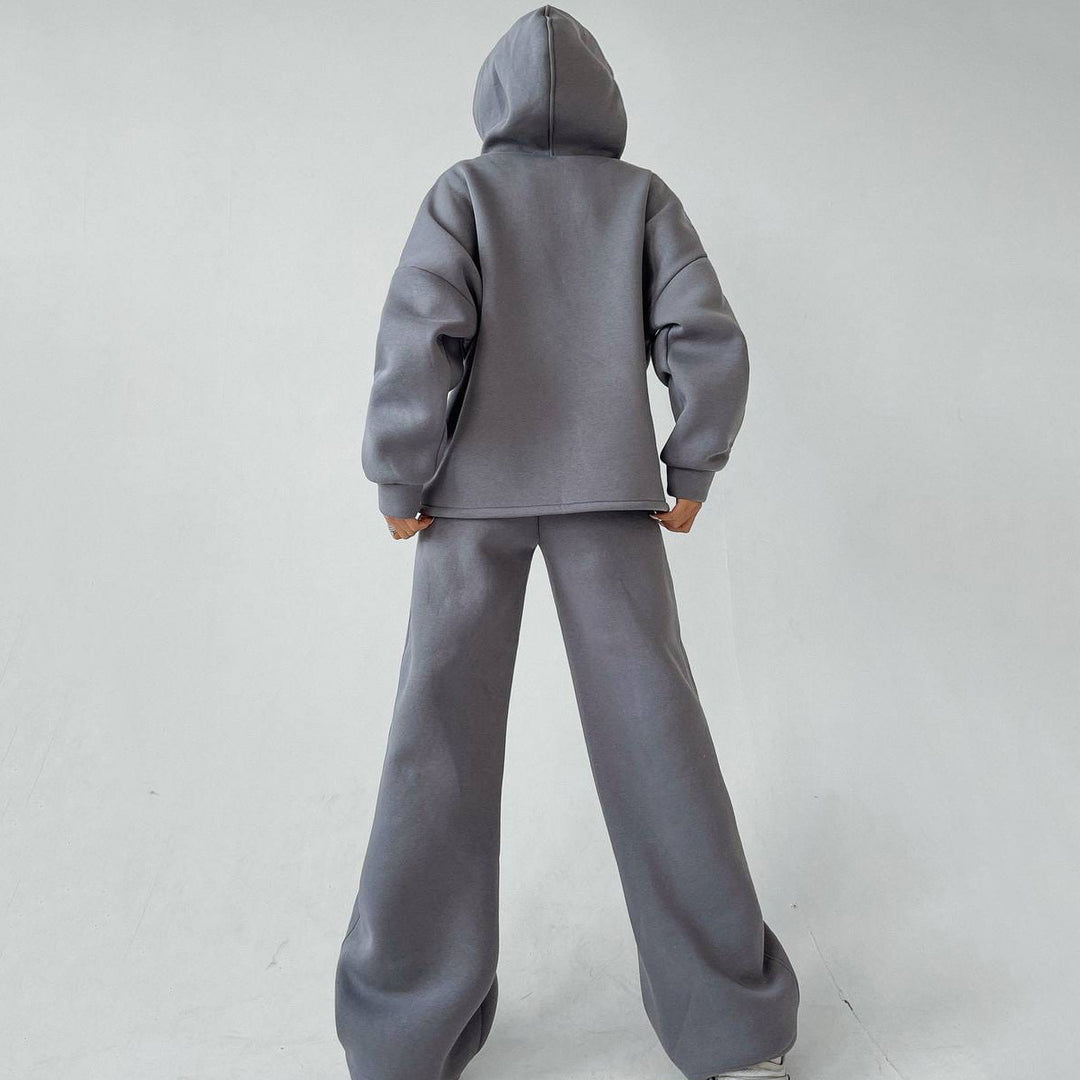 Damen zweiteiliges Lounge-Set mit sculpting High Waist Palazzohose und oversized Kapuzenhoodie Drune