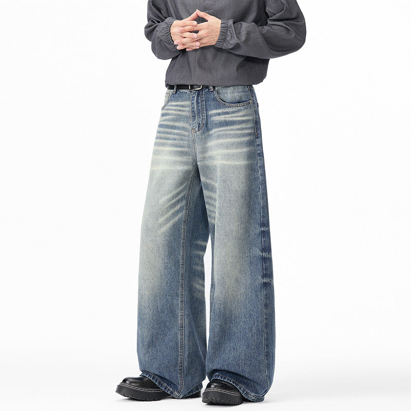 Damen Weite High‑Waist Baggy-Jeans mit Used‑Fade und extra weitem Bein Drune