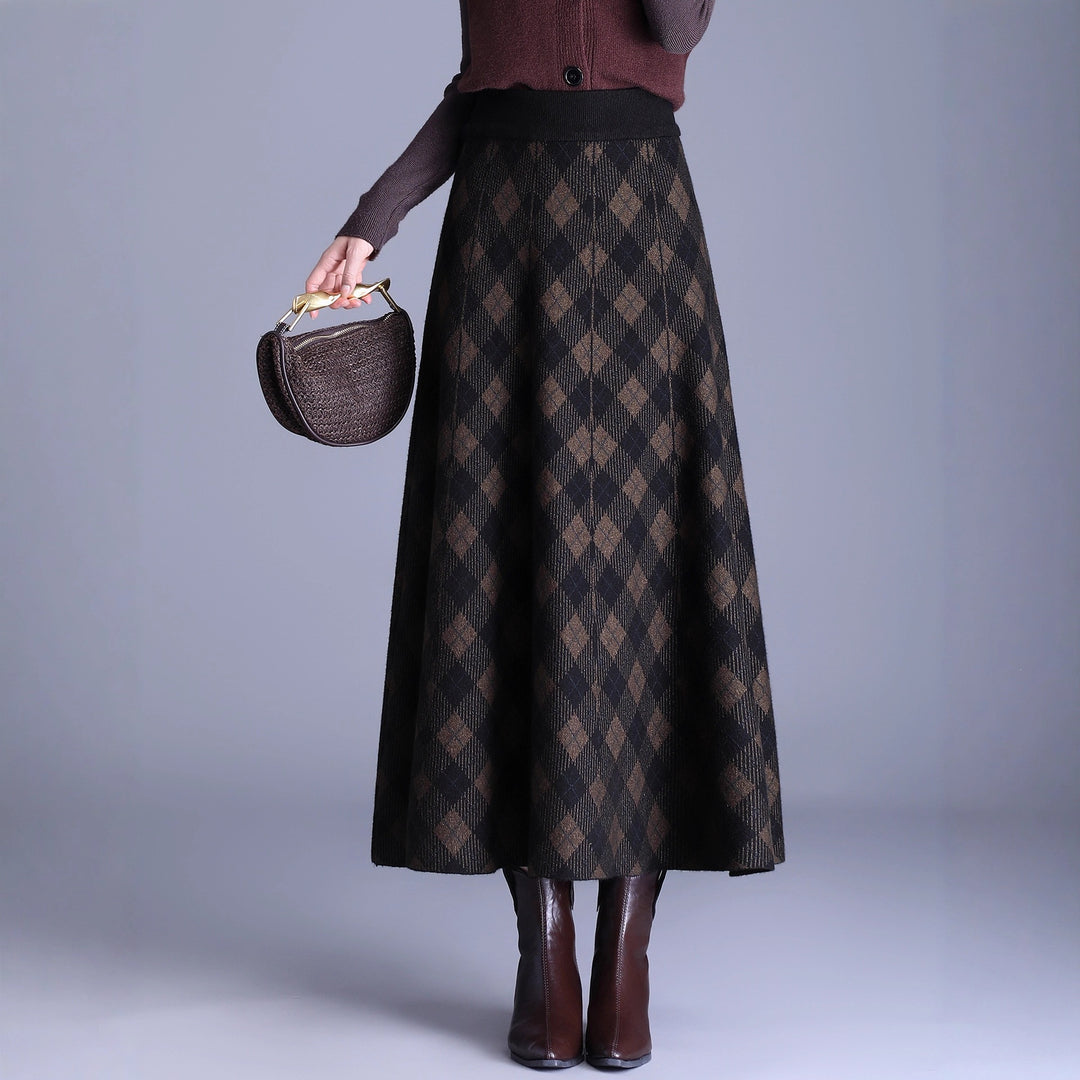 Damen Eleganter Maxirock mit geometrischem Muster Drune