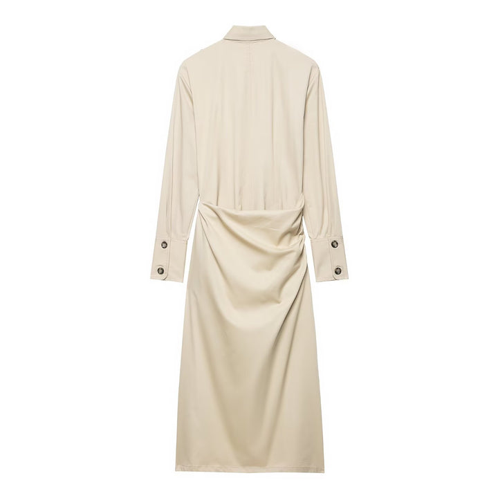 Damen Hemdblusenkleid im Utility‑Stil mit Taillen‑Wickel und Pattentaschen Drune