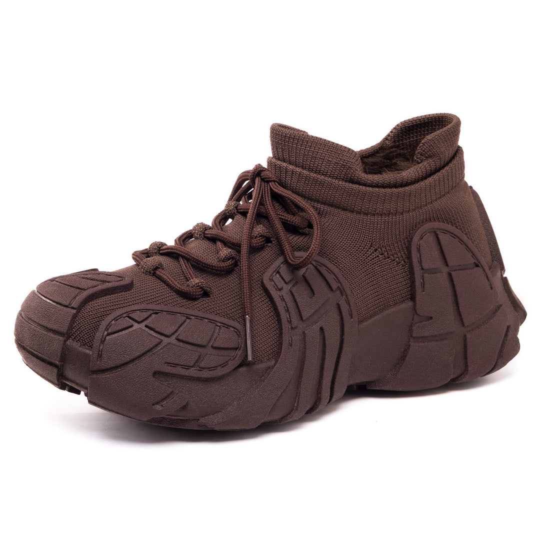 Damen nan gestrickter gefütterter Plateau-Sneaker mit sockenähnlichem Schaft, robuster Gummioptik-Sohle und gepolstertem Komfortfußbett Drune