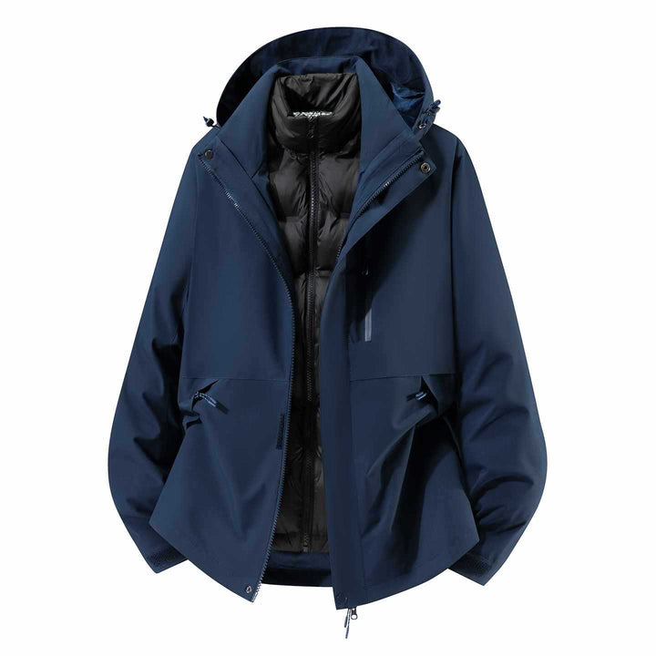Herren Wasserfeste dreiteilige Winterjacke mit abnehmbarer Daunen-Innenjacke und Kapuze Drune