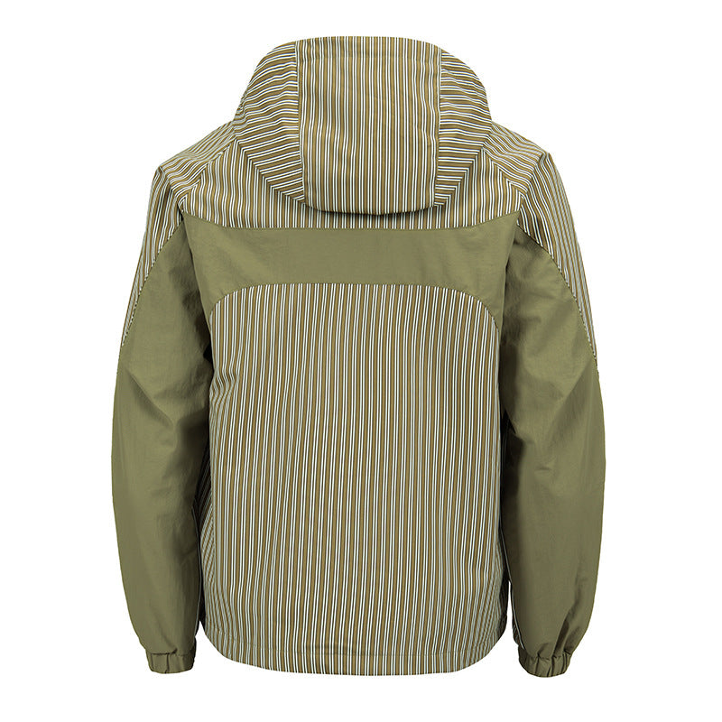 Herren Modische Windbreaker-Jacke mit Kapuze und Streifenmuster Drune