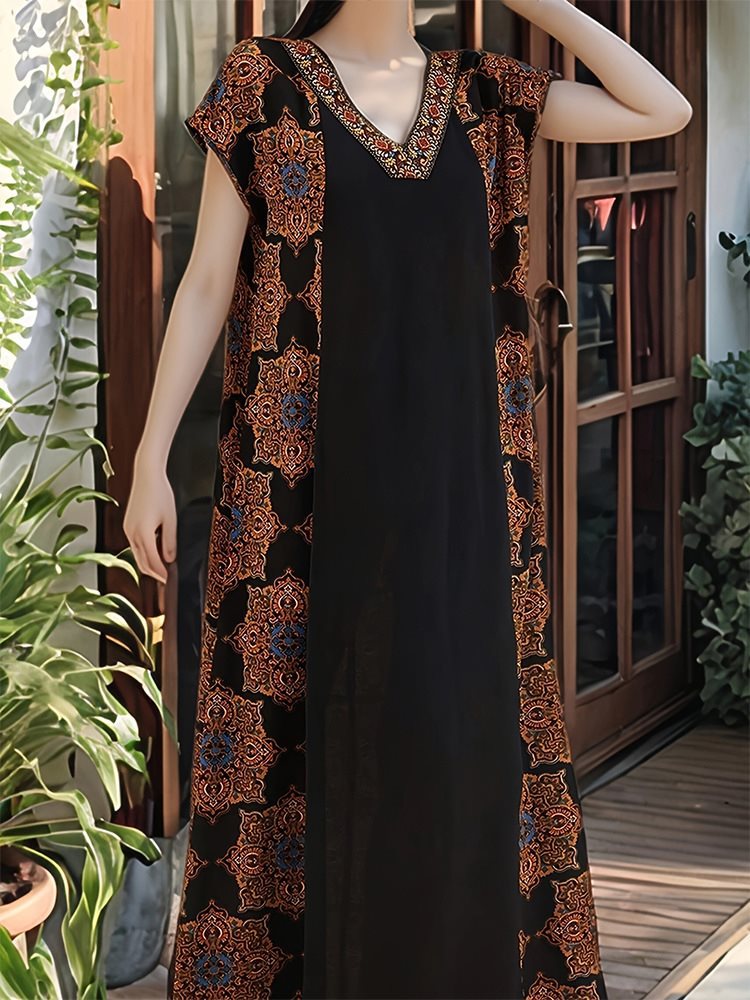 Damen Maxikleid mit aufwendigen Stickdetails und fließendem Schnitt Drune