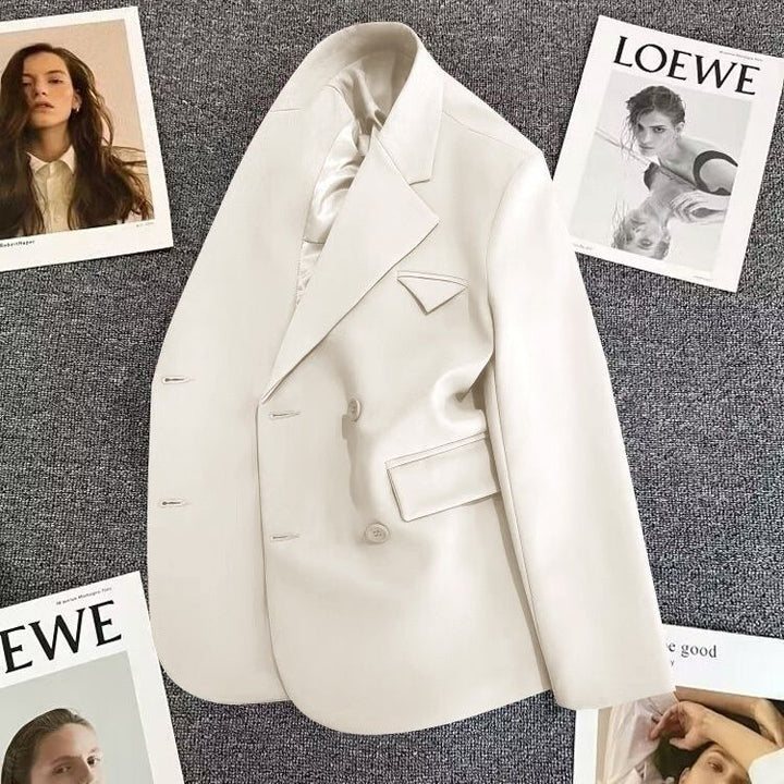 Damen eleganter, taillierter Doppelreiher-Blazer mit kreativem Schnitt Drune