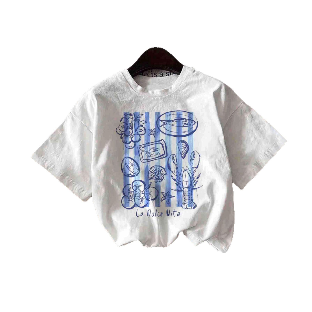 Damen T-Shirt mit kreativem Küstendesign und entspannter Passform Drune