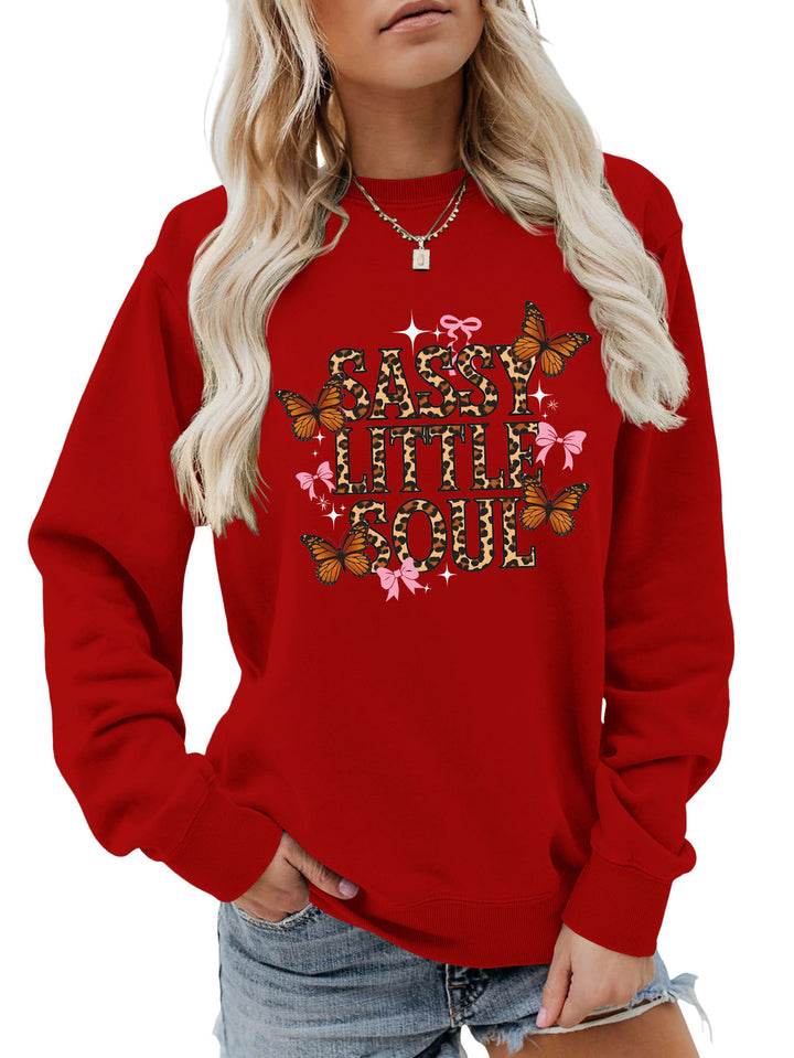 Damen Sweatshirt mit kunstvollem Schmetterlingsdesign Drune