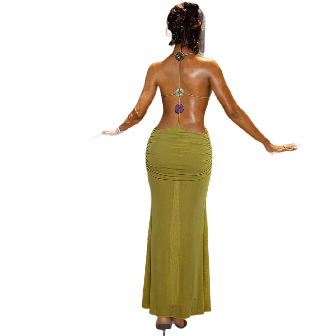 Damen Cut-Out Maxikleid mit raffinierten Transparenz-Elementen Drune