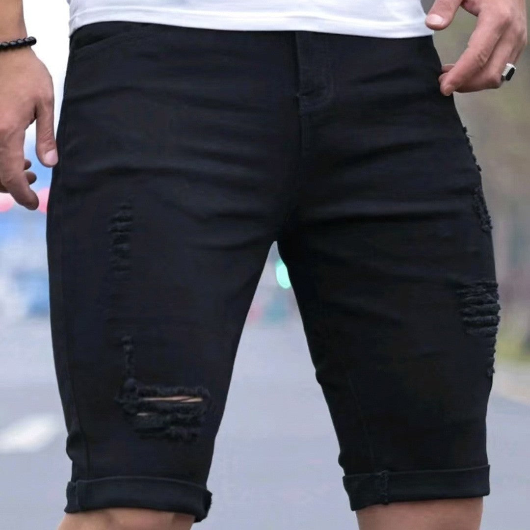 Herren Ripped Denim Shorts Drune