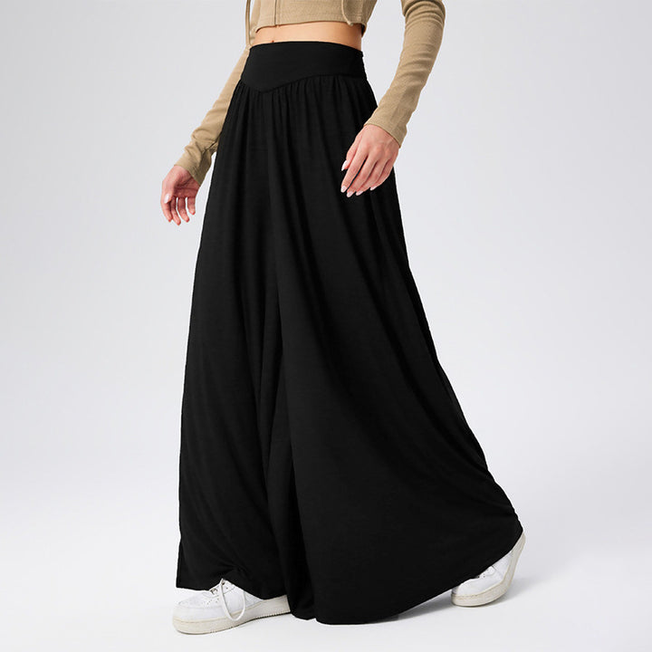 Damen Weit geschnittene Palazzo-Hose mit hohem Bund Drune